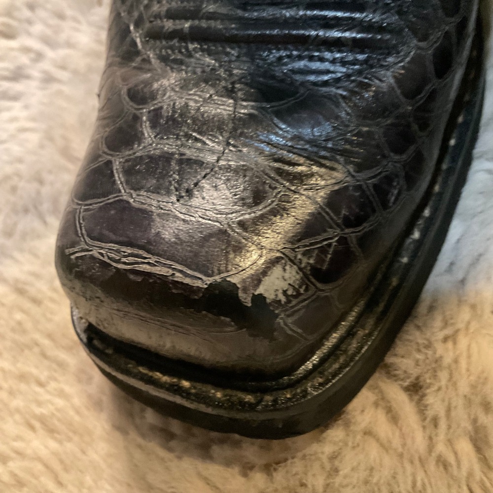 Ariat Western Boots Size 9 Heeled Womens Black Square Toe Cowboy Suede Floral Tp - Picture 3 of 10